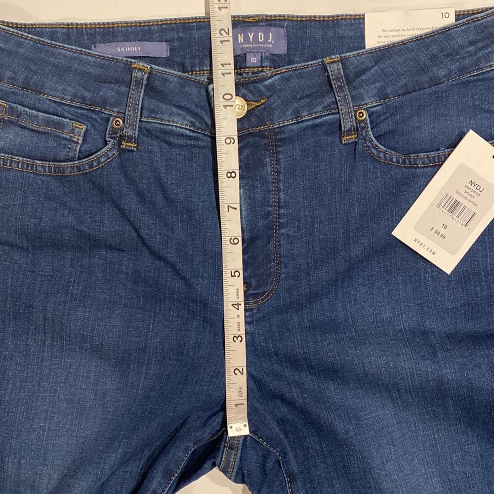 NYDJ SZ 10 Medium Wash Blue Skinny Denim Jeans New D31 - Picture 15 of 16